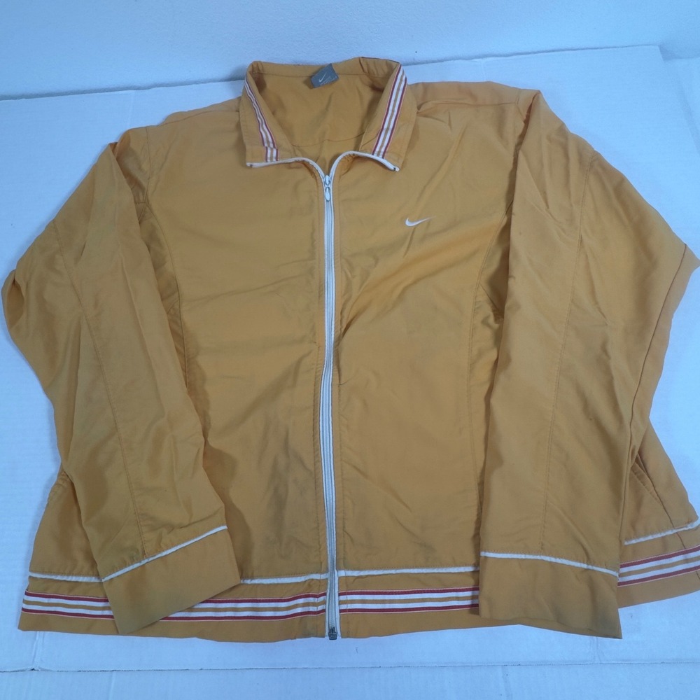 Vintage Nike Windbreaker Jacket Mens XXL Yellow Vintage‎ Full Zip Striped Trim